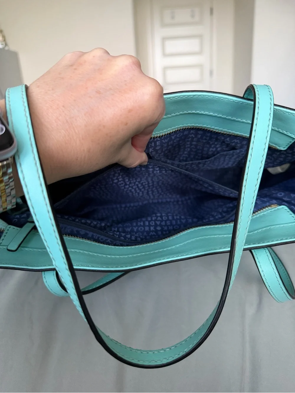 Kate Spade Teal Tote Bag - Classic Leather Shoulder Tote